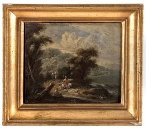 Alpine Landschaft Mit Figurenstaffage Alpine Landschaft Mit Figurenstaffage