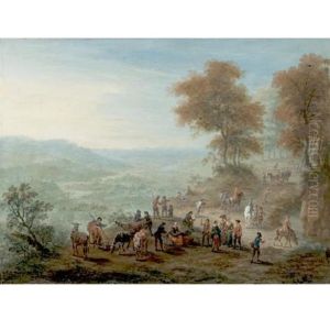 Travellers In A Landscape by Maximilian Joseph Schinagl