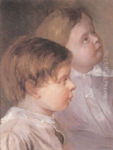 Die Beiden Kleinen Sohne Des Kunstlers by Albert Schindler