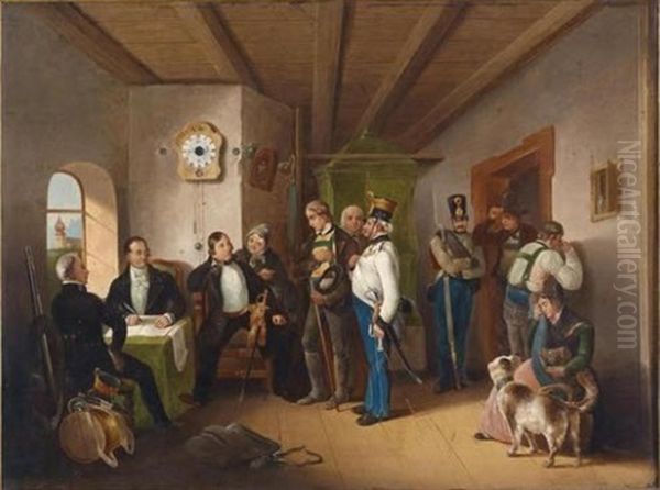 Bilderuhr Mit Musikspielwerk Die Rekrutierung - view 1