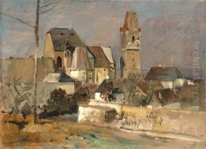 Osterreichische Truppen Passieren Einen Gebirgspass Mit Grenzkontrolle. by Emil Jacob Schindler