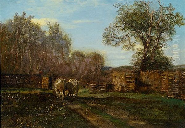 Landschaft Mit Holzstapeln Und Ochsengespann - view 1