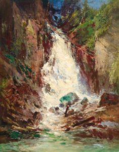 Wasserfall Im Hochgebirge by Emil Jacob Schindler