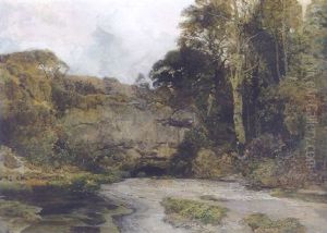 A Wooded River Landscape by Emil Jacob Schindler