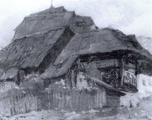 Bergbauernhauser Am Hang, Von Einem Zaun Umschlossen by Emil Jacob Schindler