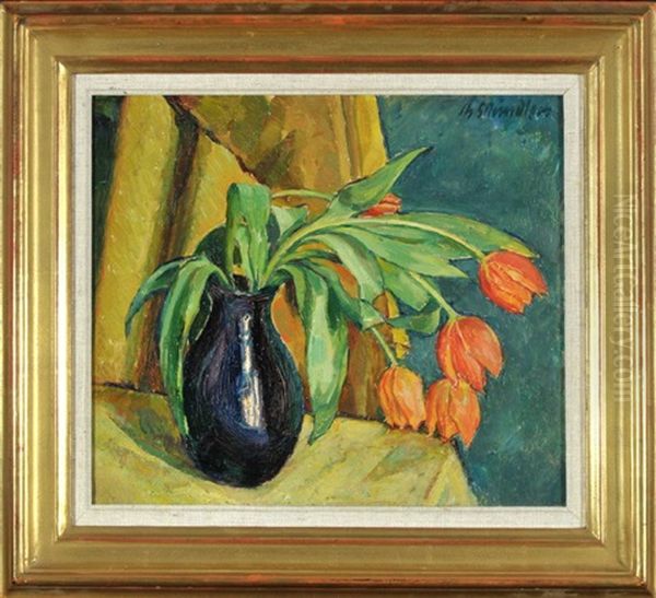 Tulpen In Blauer Vase - view 1