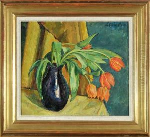 Tulpen In Blauer Vase