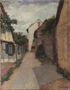 Dorfstrase In Der Mittagssonne by Theodor Schindler