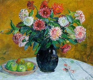 Stilleben Mit Dahlien by Adolf Schinnerer