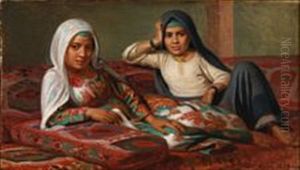 A Harem Scene With Two Women Posing by August Heinrich Georg Schiott