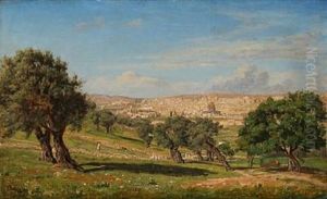 Jerusalem Set Fra Oliebjerget by August Heinrich Georg Schiott