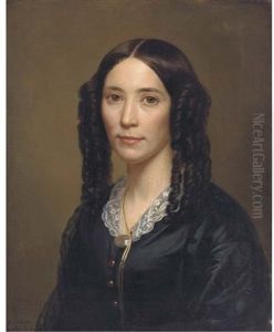 Portrait Of A Lady, Bust-length, In A Black Dress With A Lace Collar