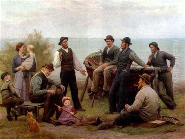 Fisherfolk Gathered At The Shore - view 1