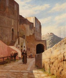 A Monk In Front Of A Convent