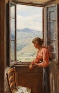 A Young Girl Looking Out Of The Window A Young Girl Looking Out Of The Window