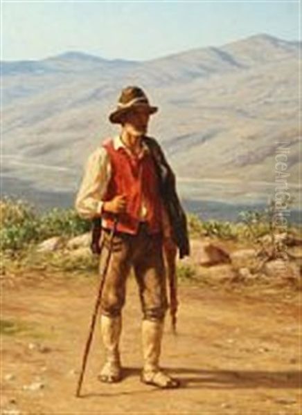A Man In A Mountain Landscape - view 1