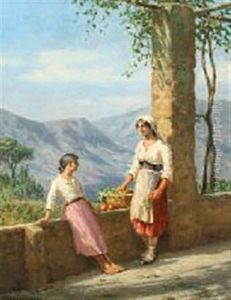 Two Young Caprese Women Under A Pergola
