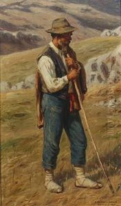 Wanderer In The Mountains Near Anticoli by Niels Frederik Schiottz-Jensen