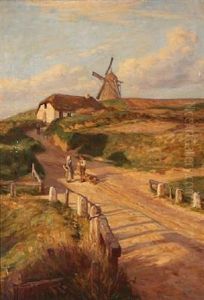 A Danish Village Road by Niels Frederik Schiottz-Jensen