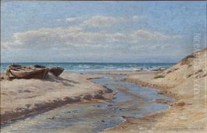 Beach Scene From Lonstrup, Denmark by Niels Frederik Schiottz-Jensen