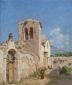 A Monastery In The Mountains, Italy by Niels Frederik Schiottz-Jensen
