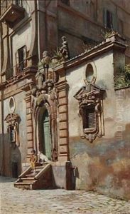 A Boy On A Stone Staircase In Rome's Streets