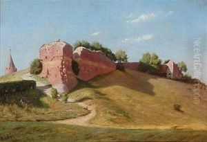 Summer Day With Castle Ruins And Gasetarnet (the Goose Tower), Vordingborg Denmark Summer Day With Castle Ruins And Gasetarnet (the Goose Tower), Vordingborg Denmark