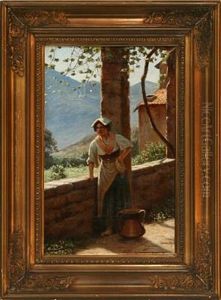 An Italian Woman In A Pergola