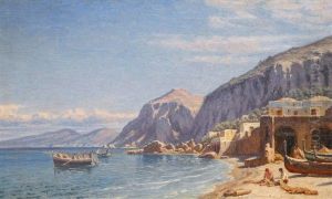 Bucht Auf Capri Mit Fischerbooten by Niels Frederik Schiottz-Jensen