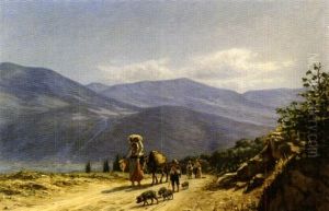 Travelers On A Mountain Road by Niels Frederik Schiottz-Jensen