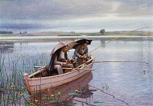 Pa Fisketur I Regnvejr by Niels Frederik Schiottz-Jensen
