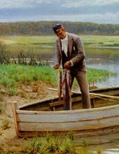A Fisherman With His Catch by Niels Frederik Schiottz-Jensen