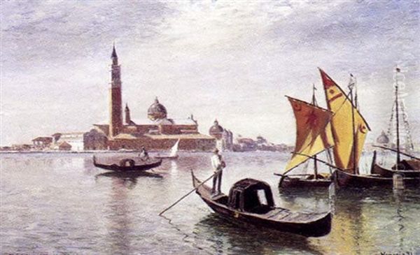 Fra Venedig Med Gondoler I Forgrunden - view 1
