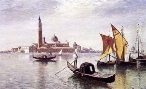 Fra Venedig Med Gondoler I Forgrunden