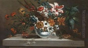 Floral Still Life With Daffodils by Johann Baptiste Bouttats