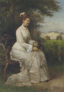 Princess Emma De Waldeck-pyrmont Seated In The Gardens Of The Royal Palace Het Loo by Piet Schipperus