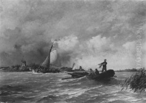 Hollandische Kanallandschaft Mit Fischerbooten