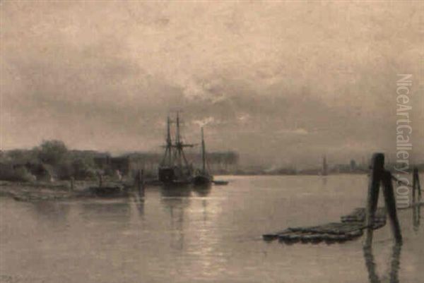 Shipping On An Estuary (rotterdam?) - view 1