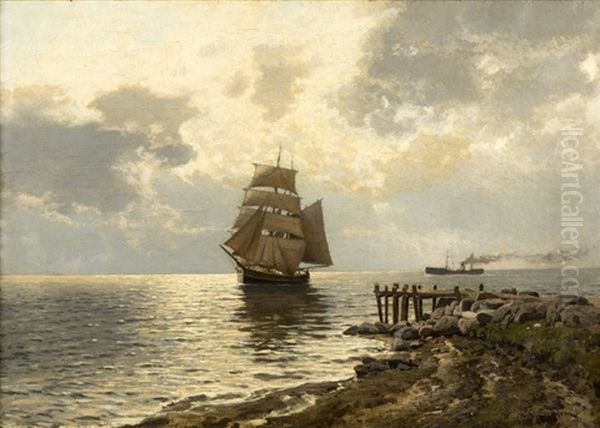 Ships On Calm Waters Under Stormy Skies - view 1