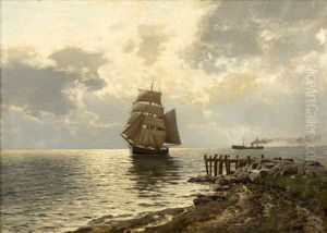 Ships On Calm Waters Under Stormy Skies by Carl Cowen Schirm