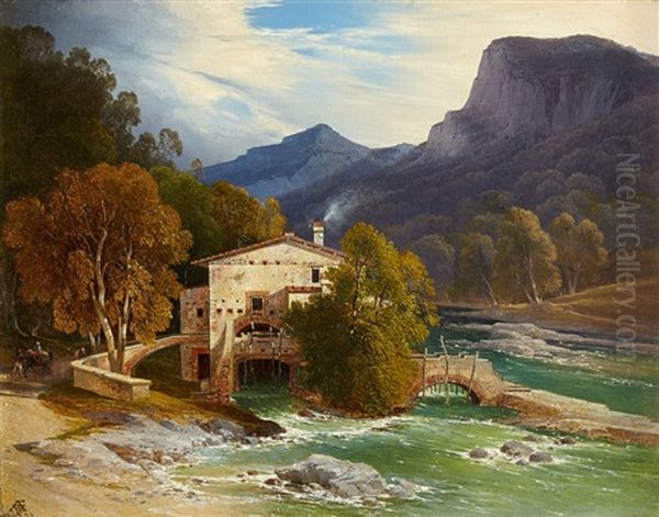 A Southern Valley With A Water Mill - view 1