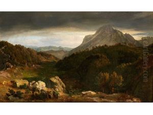 Bergige Abendlandschaft Bergige Abendlandschaft