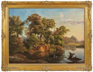 Flusslandschaft Im Abendlicht