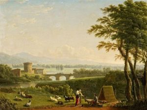 Landschaft An Der Via Tiburtina Mit Blick Auf Die Ponte Luca