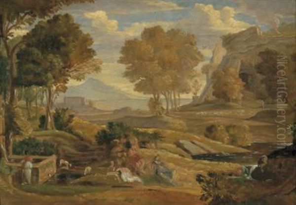Sudliche Landschaft Mit Rastenden An Einem Brunnen - view 1