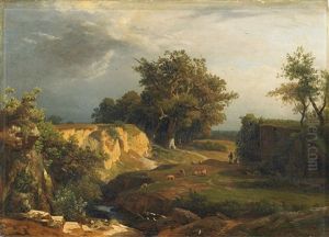 Landschaft Mit Hirte Und Schafen