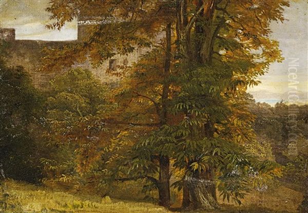 Oberitalienische Landschaft Mit Ausblick Auf Einen See - view 1