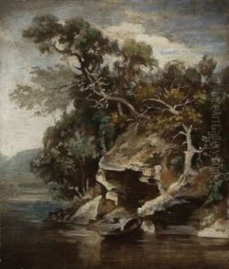 Uferlandschaft Mit Kahn (study) by Johann Wilhelm Schirmer