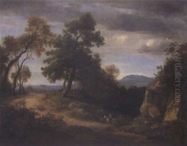Travelers In A Wooded Landscape - view 1