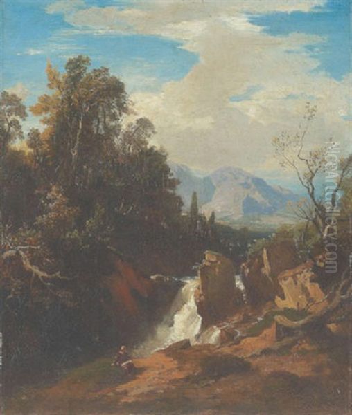 Gebirgslandschaft Mit Wasserfall - view 1